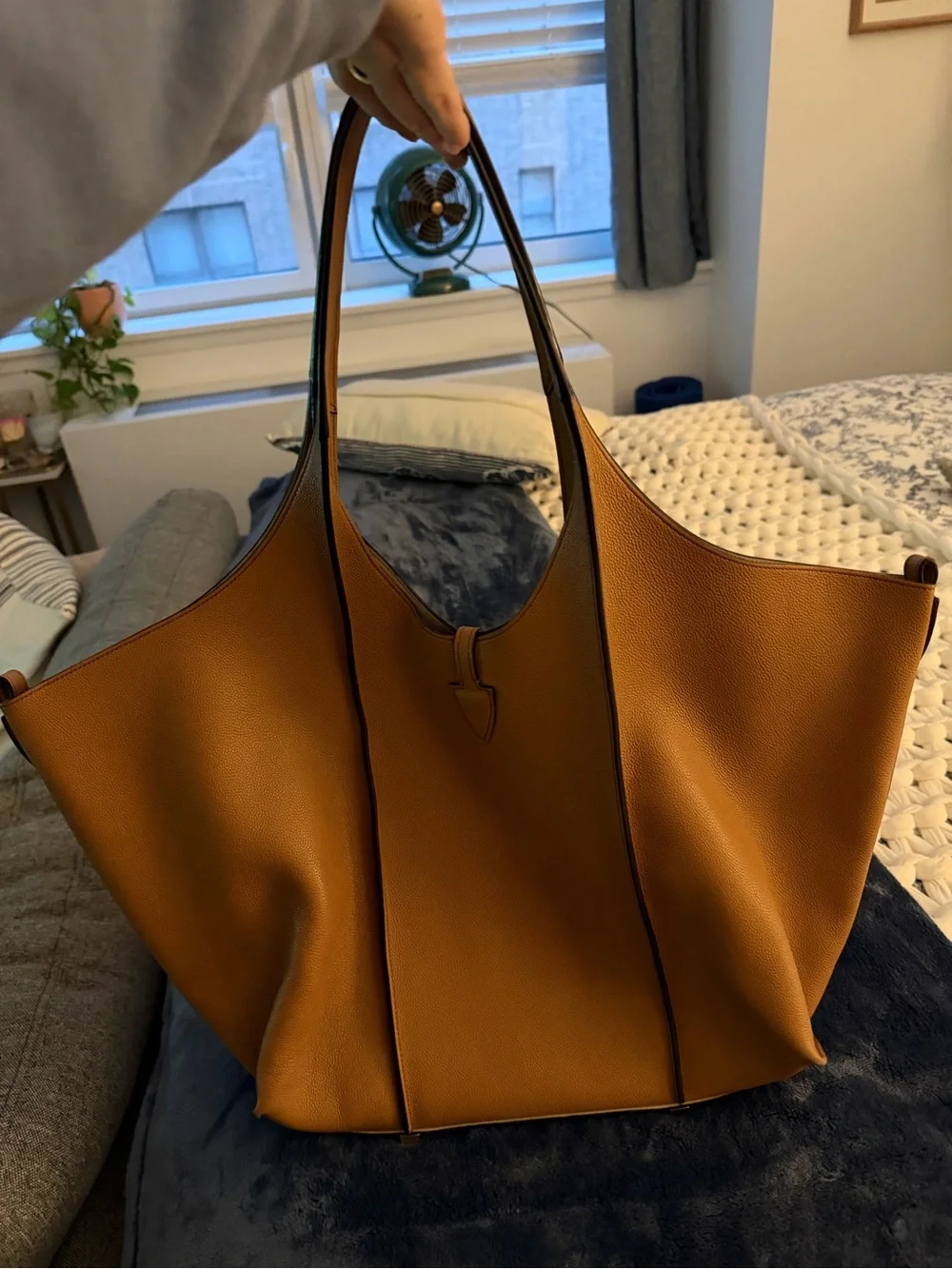 Tod's Cognac Leather Tote with Gold T Hardware